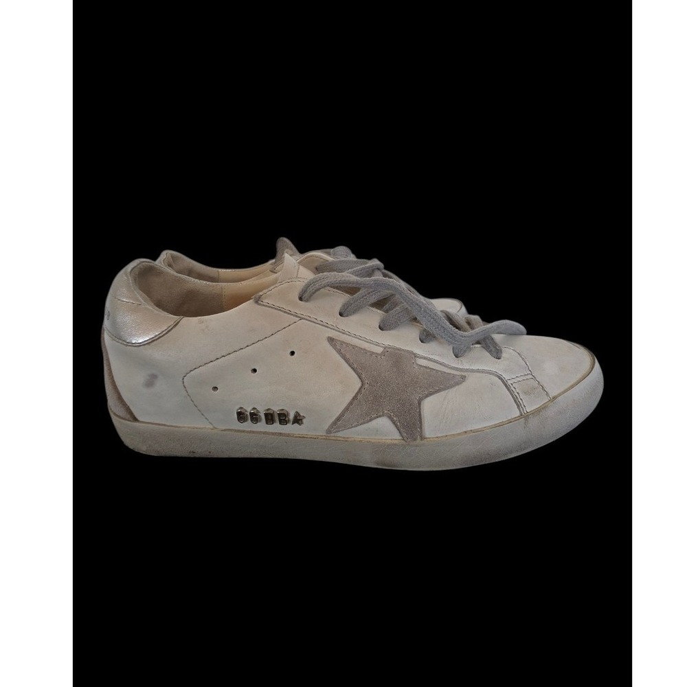 Golden Goose Grey/Metal White Leather Distressed Sneakers sz EU 37, US 5.5 READ